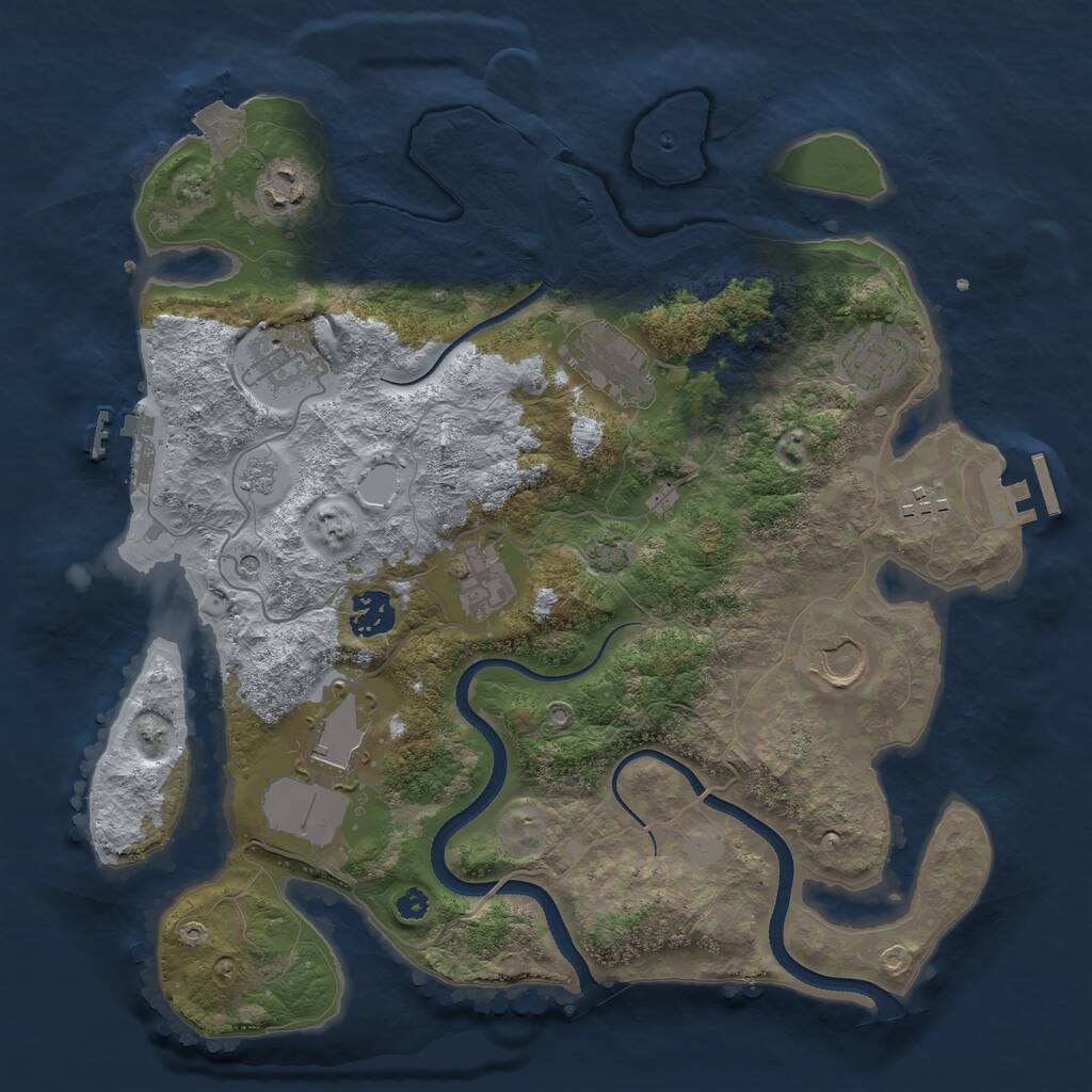 Rust Map: Procedural Map, Size: 3500, Seed: 113614911, 15 Monuments