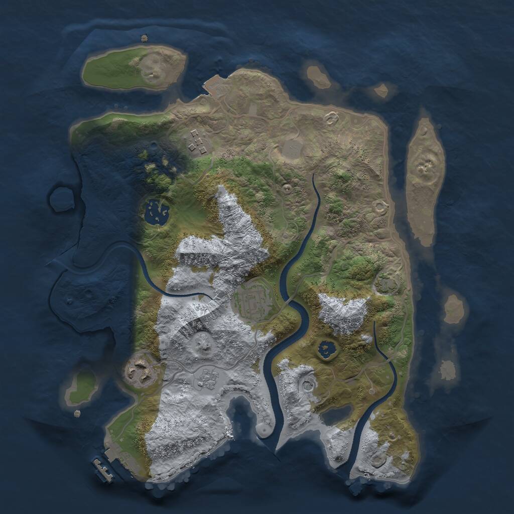 Rust Map: Procedural Map, Size: 3000, Seed: 15245, 9 Monuments