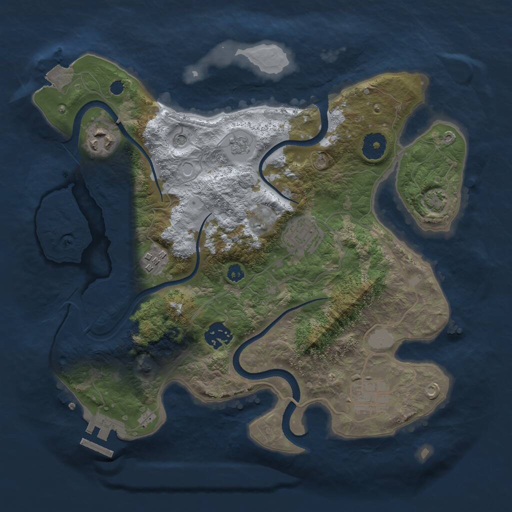 Rust Map: Procedural Map, Size: 3000, Seed: 1380419487, 10 Monuments
