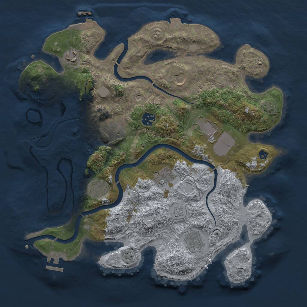 Rust Map: Procedural Map, Size: 3500, Seed: 244433, 15 Monuments