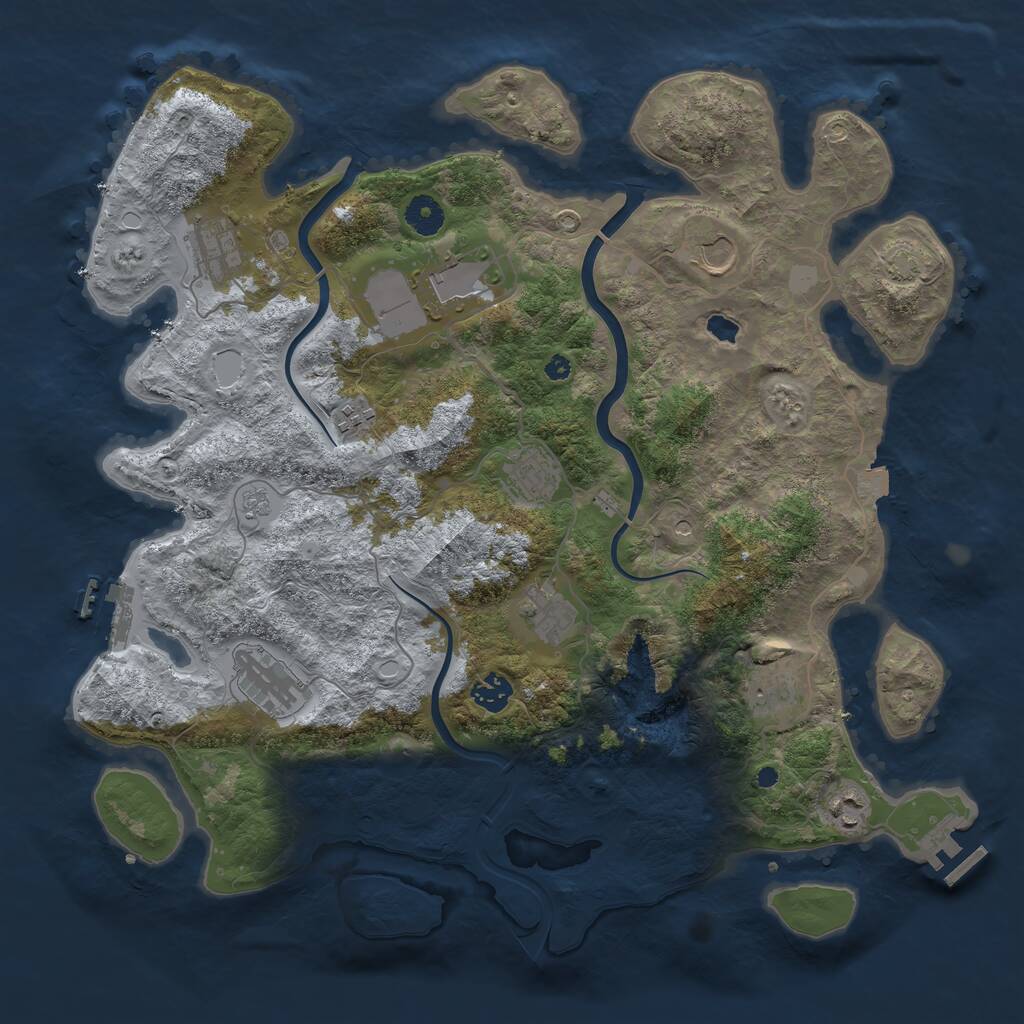 Rust Map: Procedural Map, Size: 4000, Seed: 345346, 16 Monuments