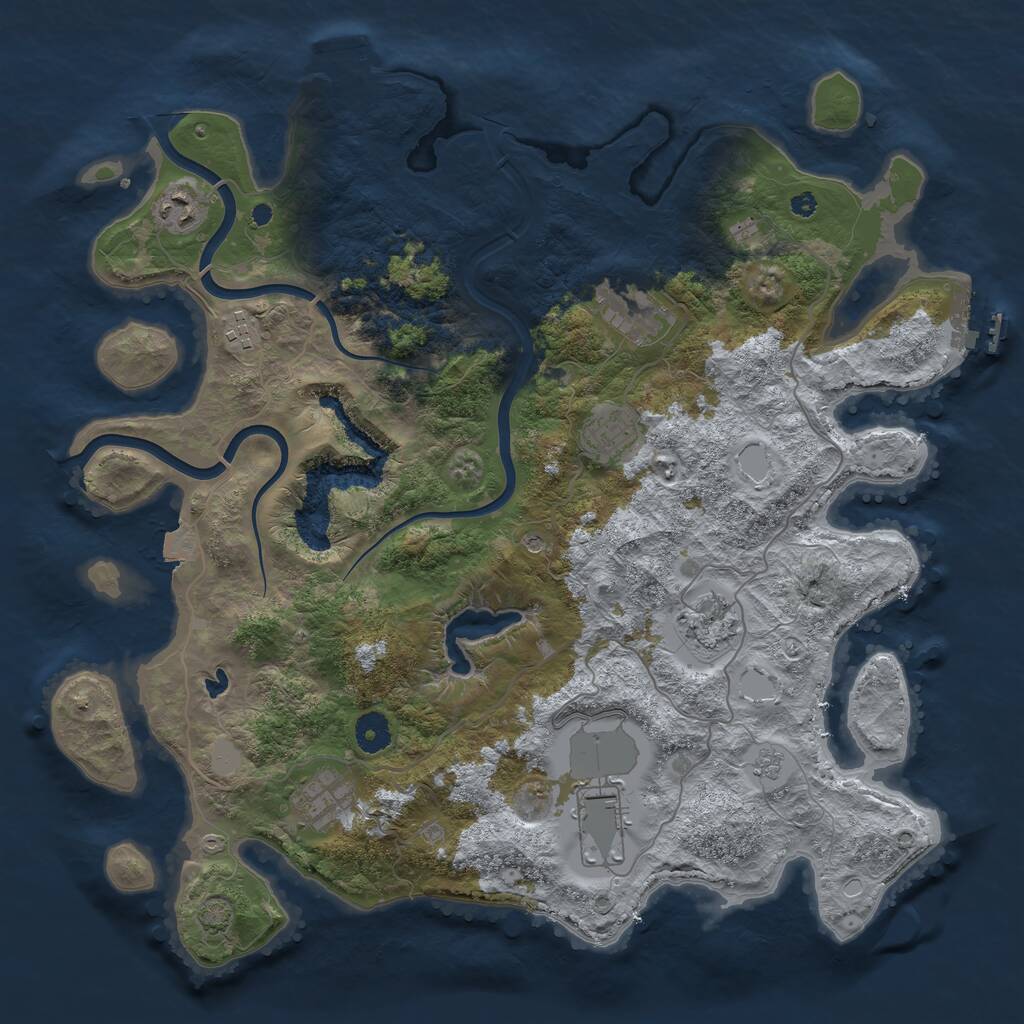 Rust Map: Procedural Map, Size: 4000, Seed: 245594, 13 Monuments