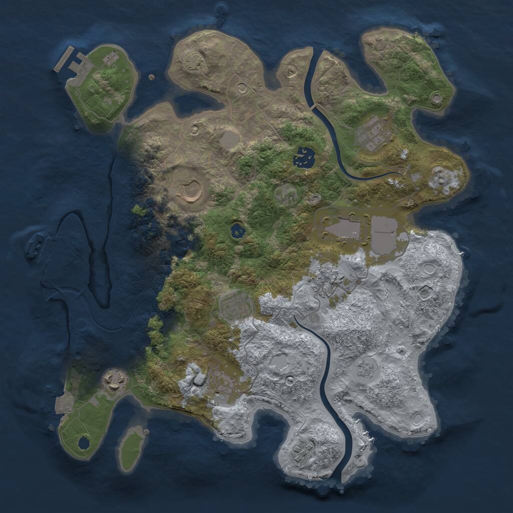 Rust Map: Procedural Map, Size: 3500, Seed: 38863049, 15 Monuments
