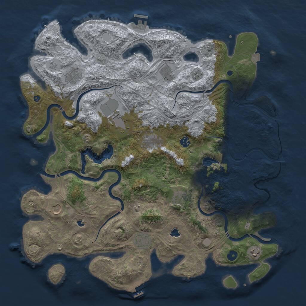 Rust Map: Procedural Map, Size: 4500, Seed: 1636137232, 16 Monuments