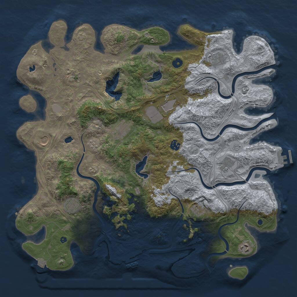 Rust Map: Procedural Map, Size: 4500, Seed: 1283817828, 17 Monuments