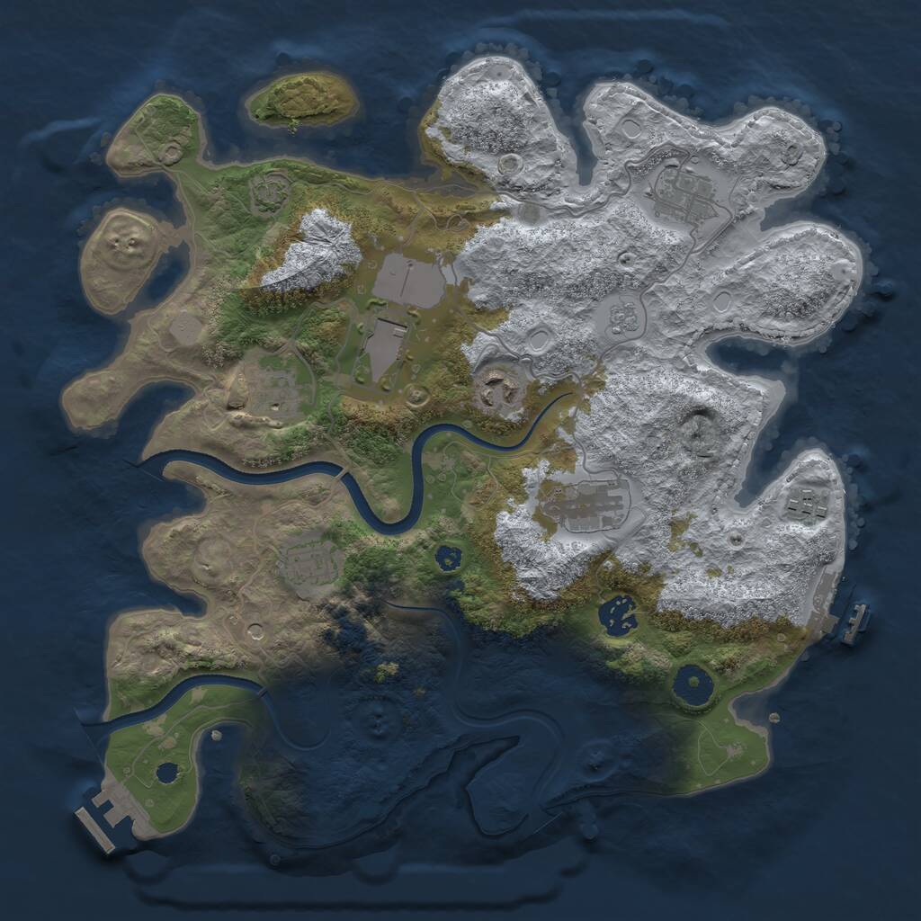 Rust Map: Procedural Map, Size: 3500, Seed: 537335284, 14 Monuments