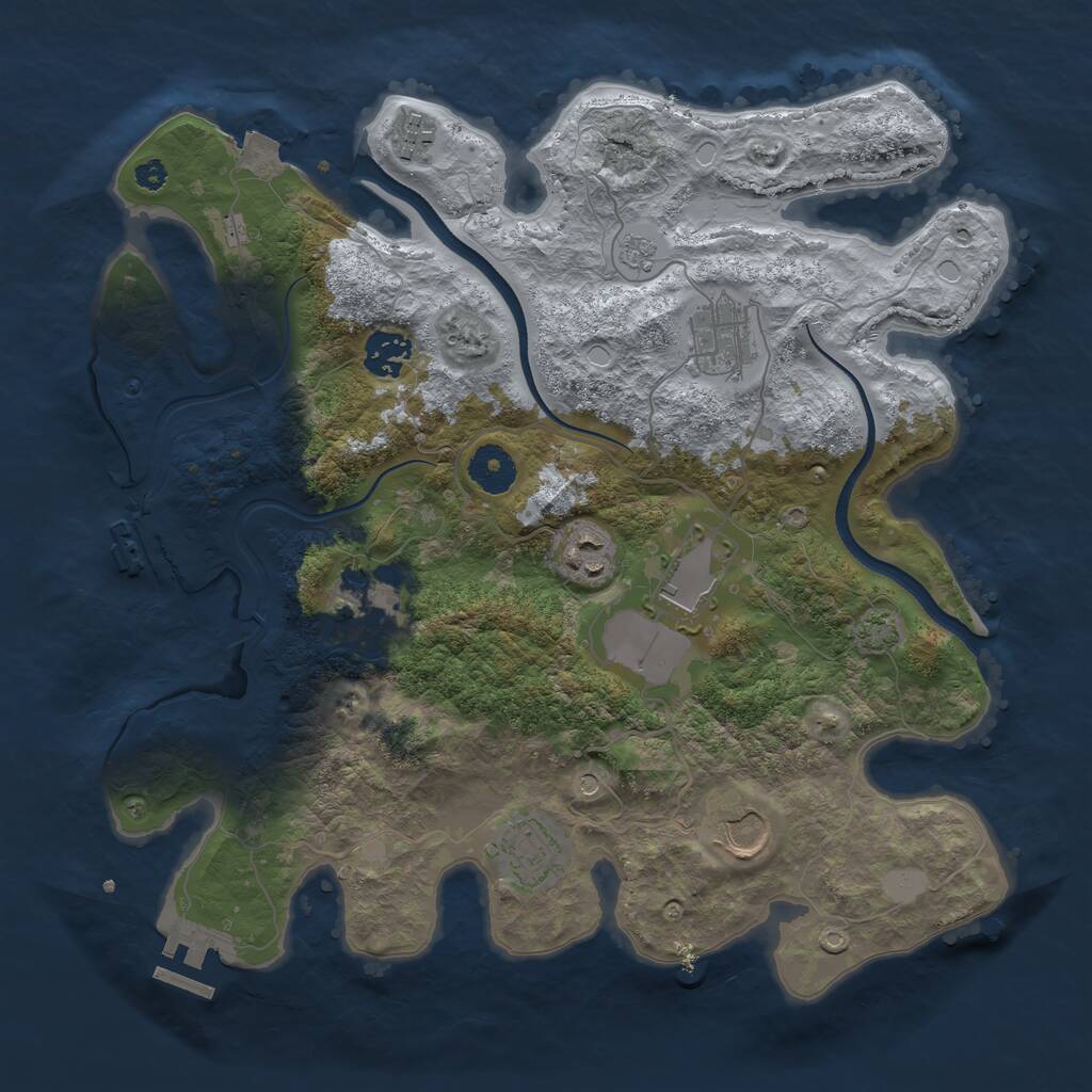 Rust Map: Procedural Map, Size: 3500, Seed: 1547487420, 14 Monuments