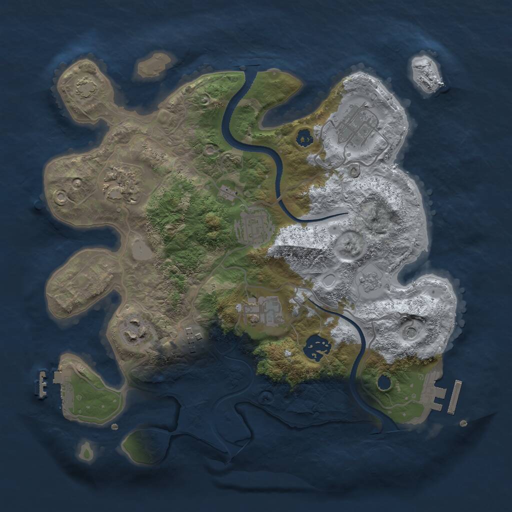 Rust Map: Procedural Map, Size: 3000, Seed: 961784, 13 Monuments