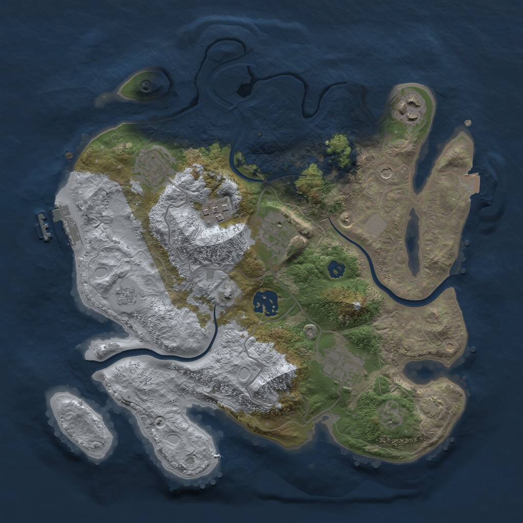Rust Map: Procedural Map, Size: 3000, Seed: 720139404, 11 Monuments