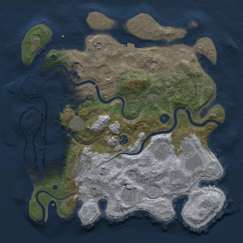 Rust Map: Procedural Map, Size: 3900, Seed: 209269136, 14 Monuments