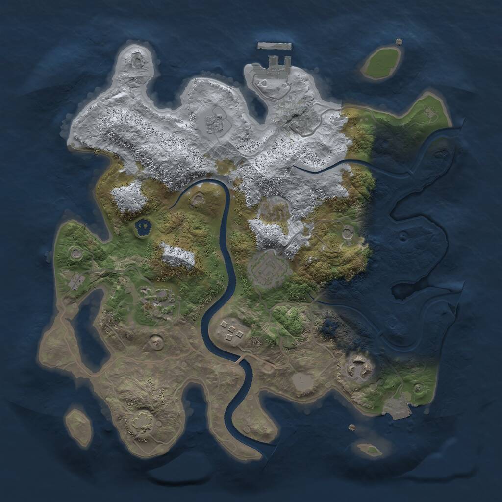 Rust Map: Procedural Map, Size: 3000, Seed: 84875, 9 Monuments