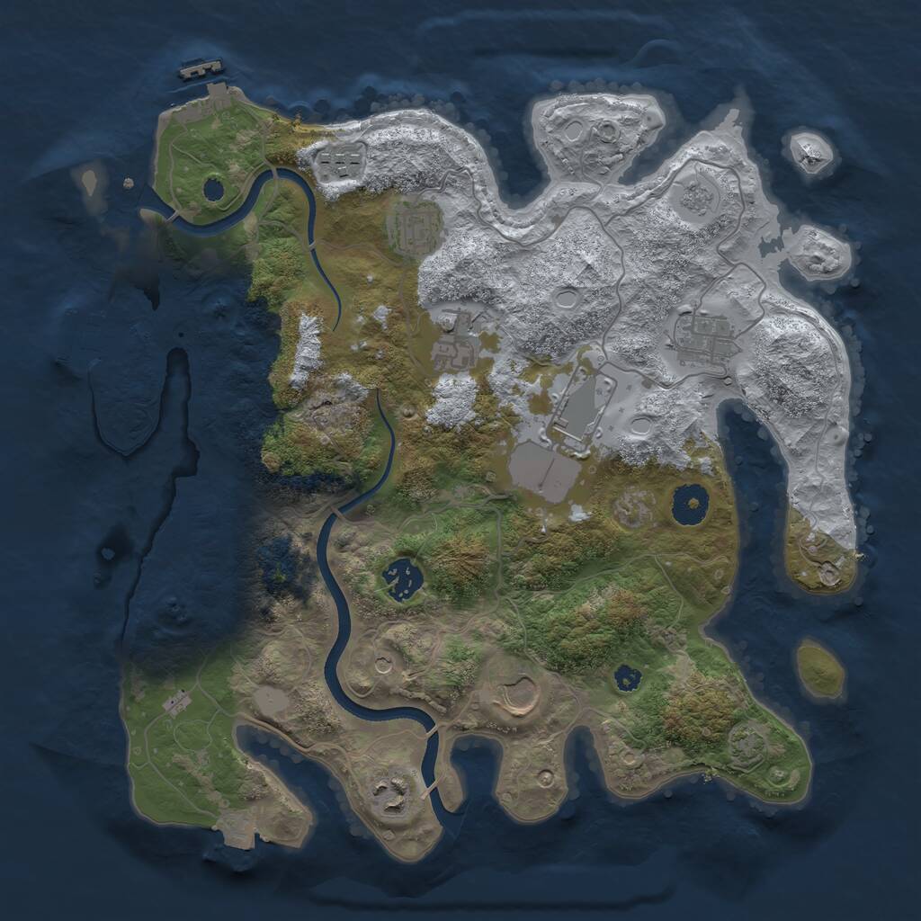 Rust Map: Procedural Map, Size: 3500, Seed: 337773, 14 Monuments
