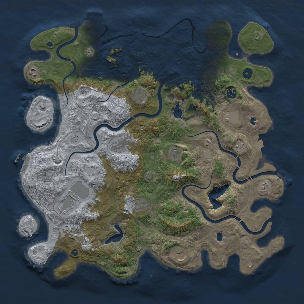 Rust Map: Procedural Map, Size: 4500, Seed: 379391253, 17 Monuments