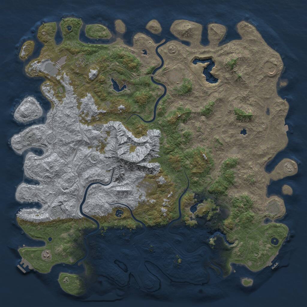 Rust Map: Procedural Map, Size: 6000, Seed: 4197777, 17 Monuments