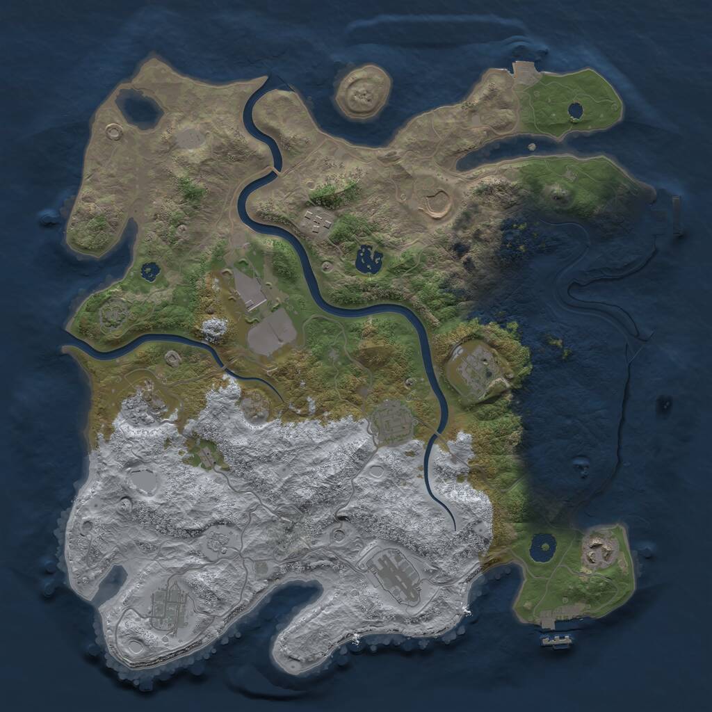 Rust Map: Procedural Map, Size: 3800, Seed: 2075414537, 16 Monuments