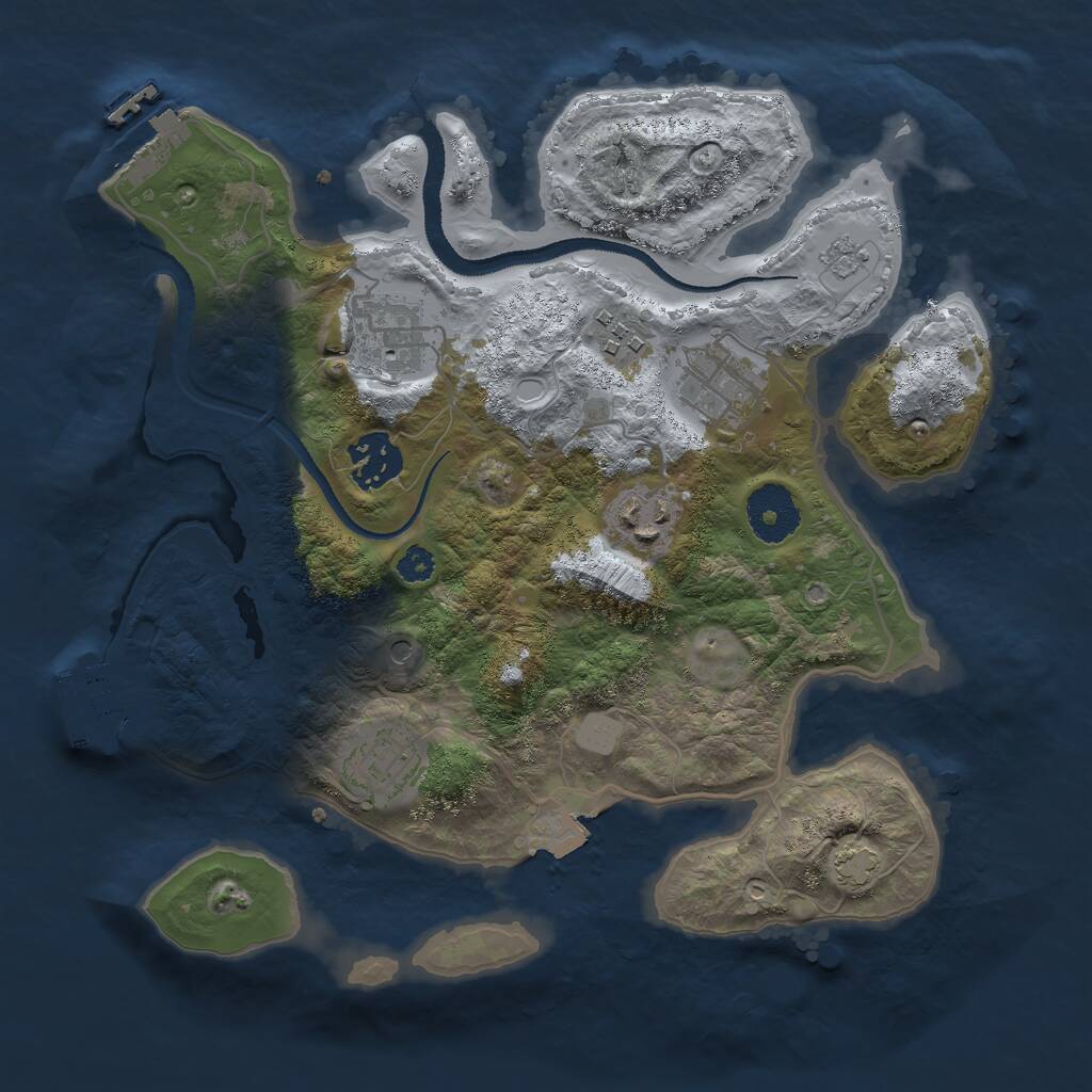 Rust Map: Procedural Map, Size: 3000, Seed: 22055, 12 Monuments