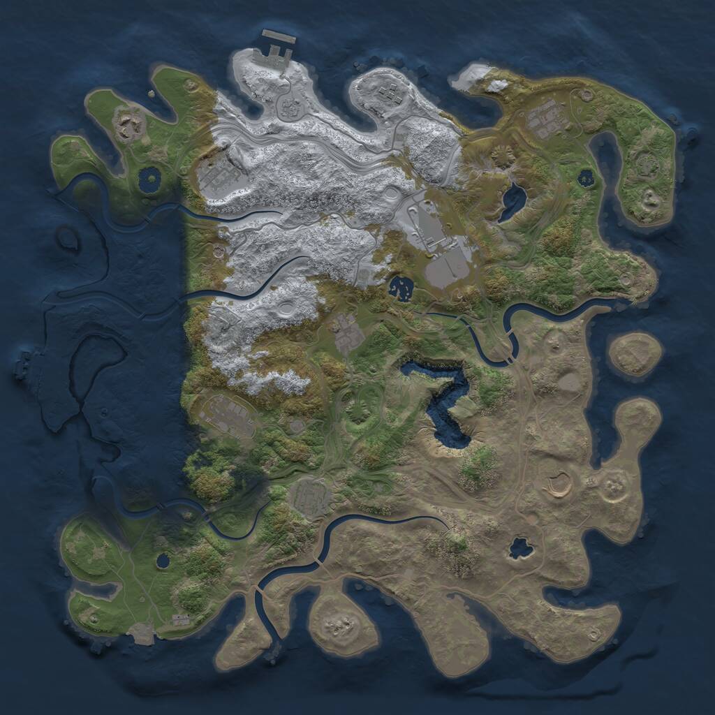 Rust Map: Procedural Map, Size: 4250, Seed: 1139860564, 16 Monuments