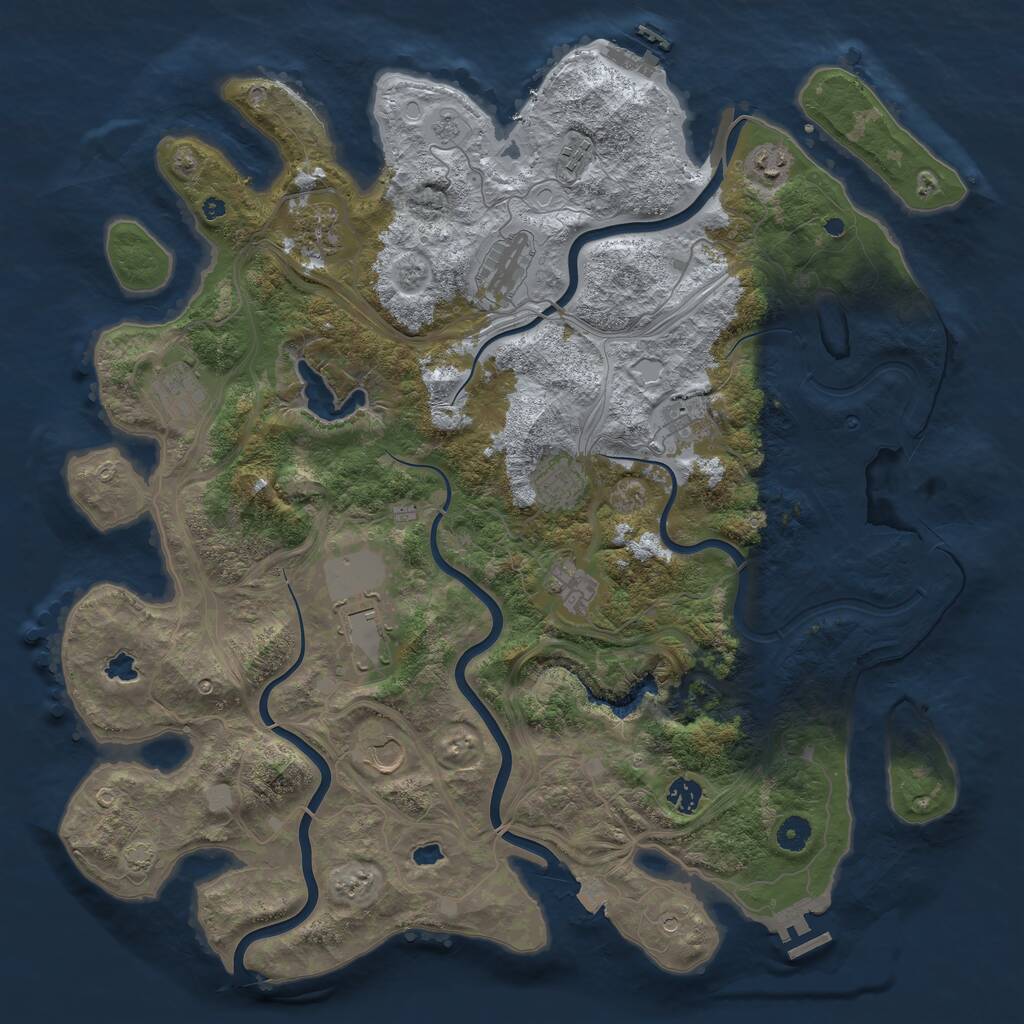 Rust Map: Procedural Map, Size: 4500, Seed: 706327830, 17 Monuments