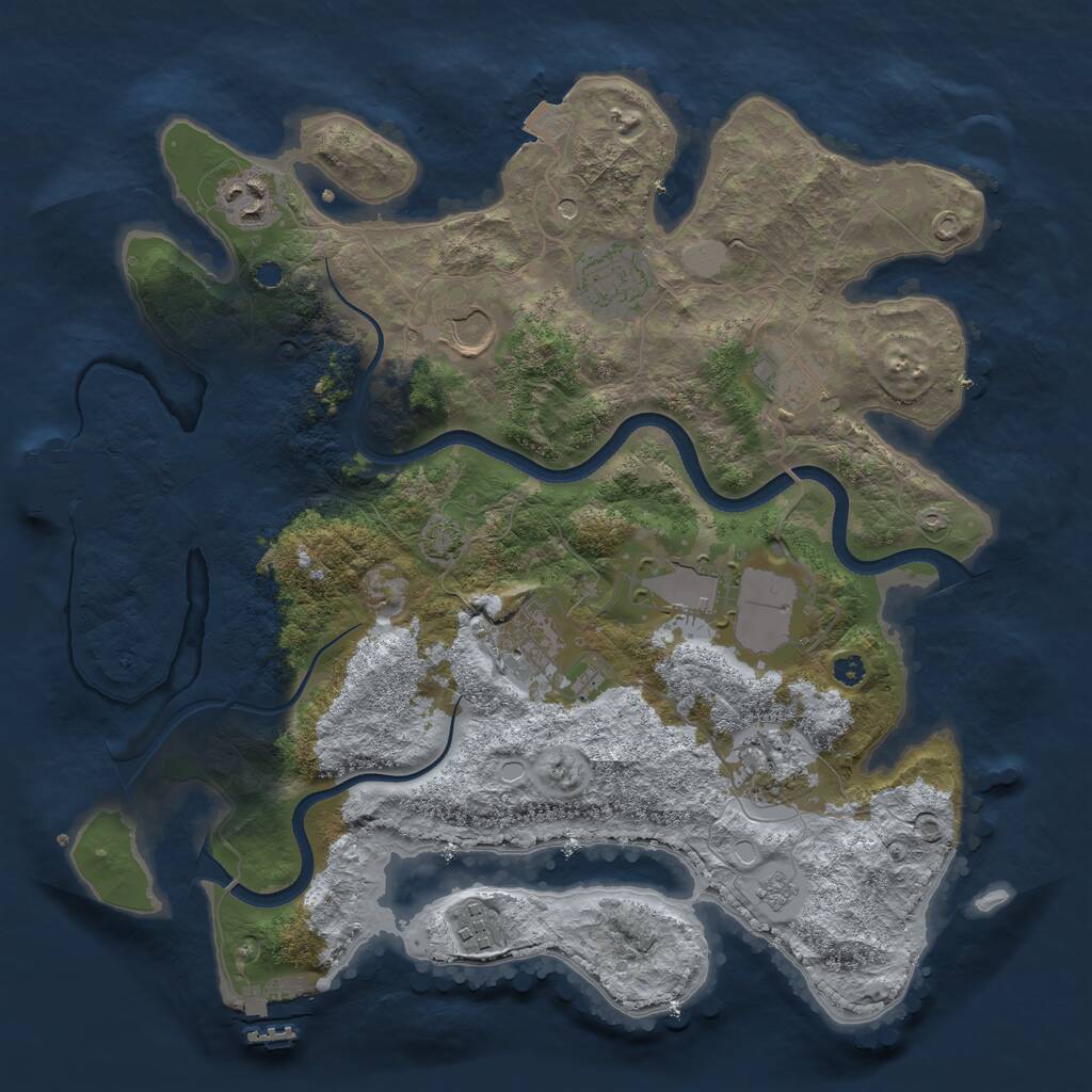 Rust Map: Procedural Map, Size: 3500, Seed: 24681357, 14 Monuments