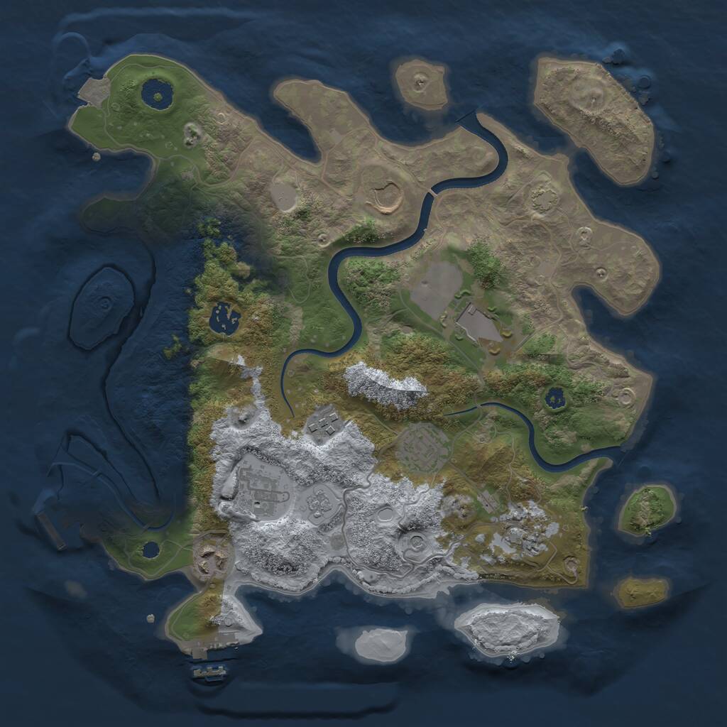 Rust Map: Procedural Map, Size: 3500, Seed: 872436, 14 Monuments