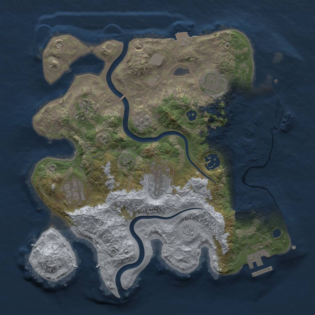 Rust Map: Procedural Map, Size: 3000, Seed: 876760979, 12 Monuments