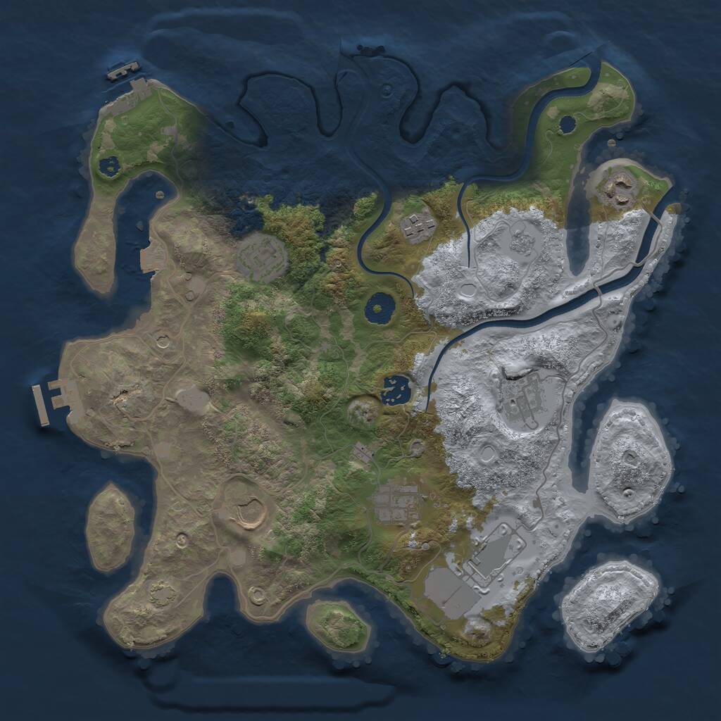 Rust Map: Procedural Map, Size: 3500, Seed: 724084311, 14 Monuments