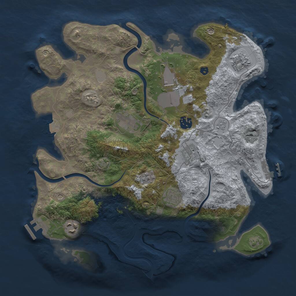 Rust Map: Procedural Map, Size: 3500, Seed: 1509850078, 14 Monuments