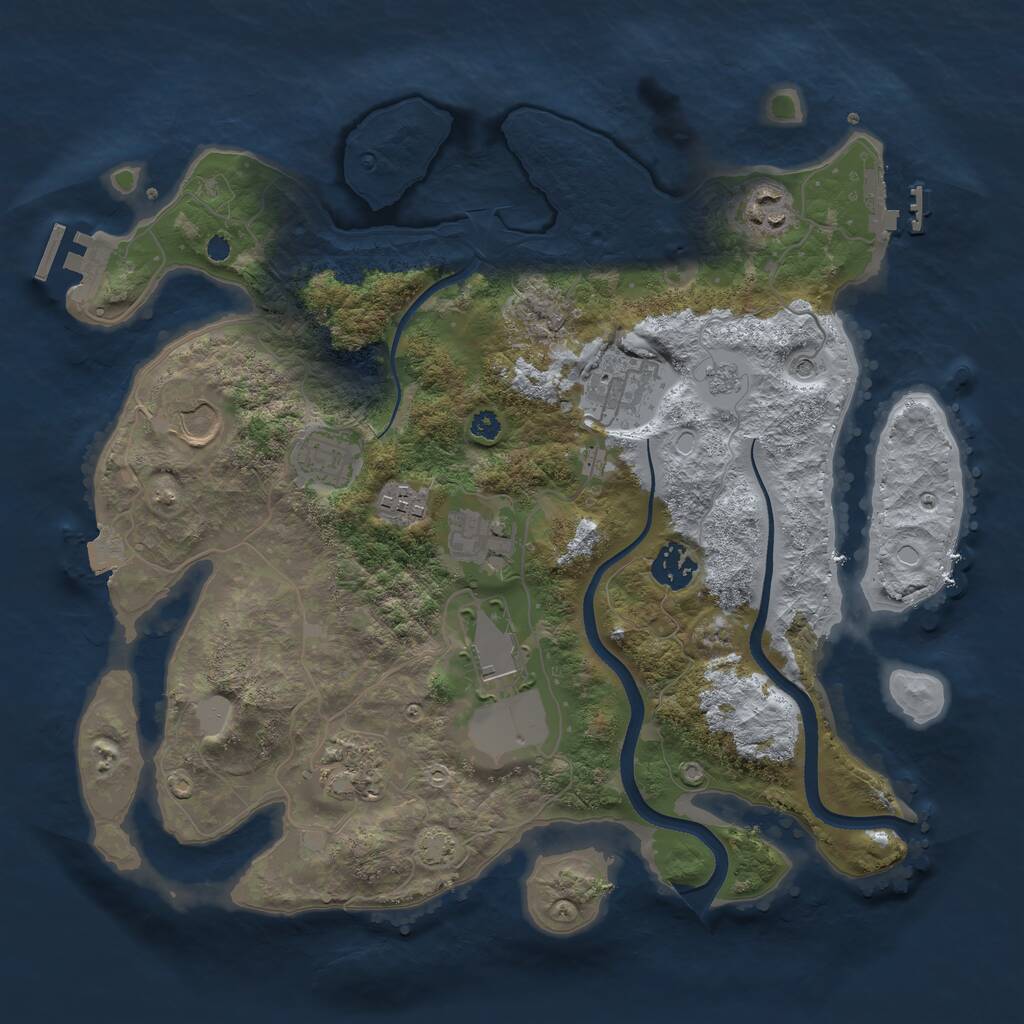 Rust Map: Procedural Map, Size: 3500, Seed: 1203076253, 15 Monuments