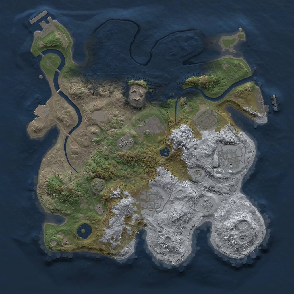 Rust Map: Procedural Map, Size: 3000, Seed: 912809930, 12 Monuments