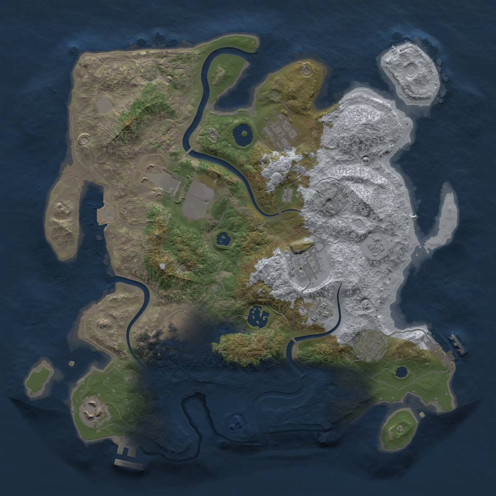 Rust Map: Procedural Map, Size: 3500, Seed: 1869099084, 13 Monuments