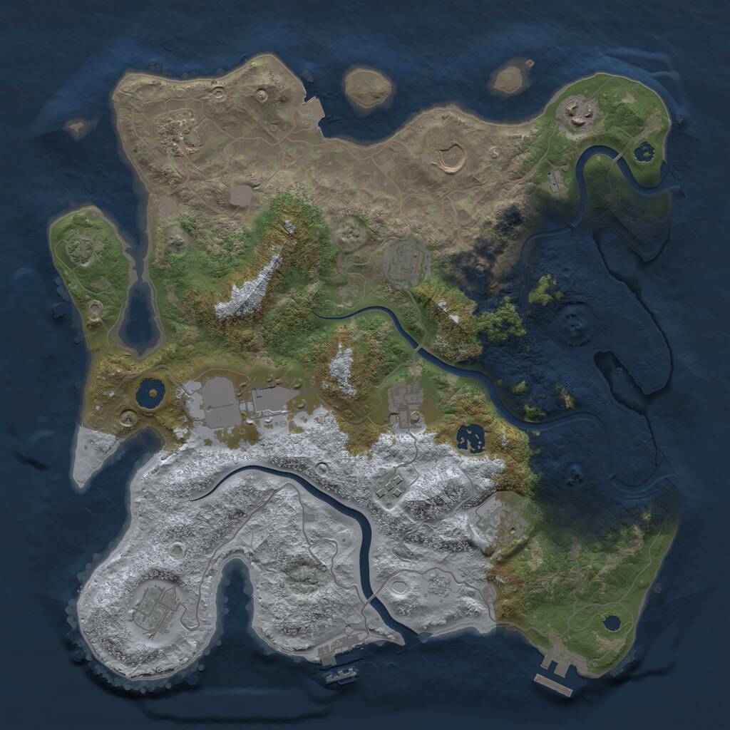 Rust Map: Procedural Map, Size: 3700, Seed: 1532931733, 16 Monuments