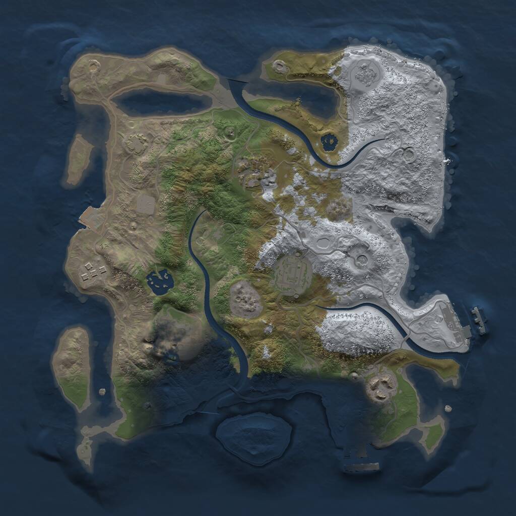 Rust Map: Procedural Map, Size: 3000, Seed: 1969207416, 12 Monuments