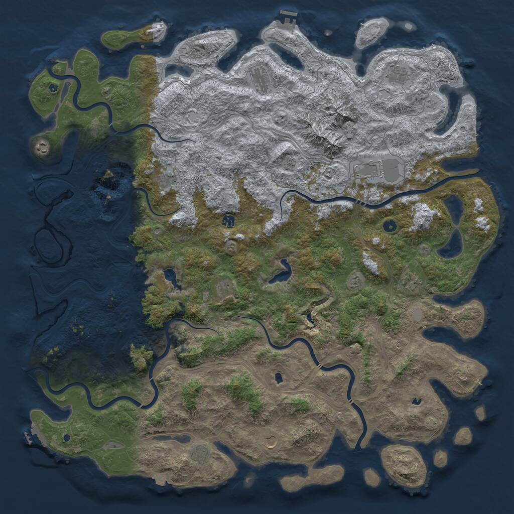 Rust Map: Procedural Map, Size: 6000, Seed: 65079226, 17 Monuments