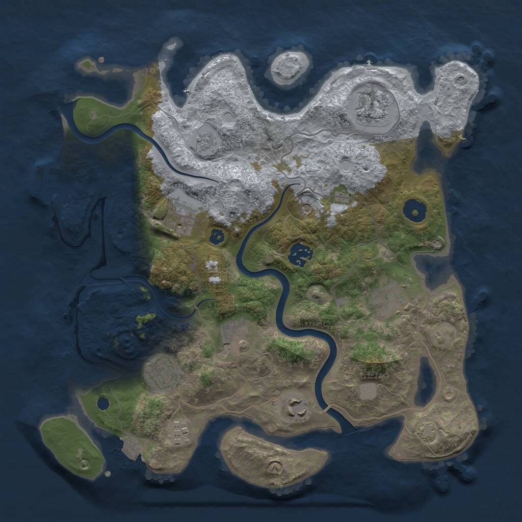 Rust Map: Procedural Map, Size: 3400, Seed: 8473921, 13 Monuments