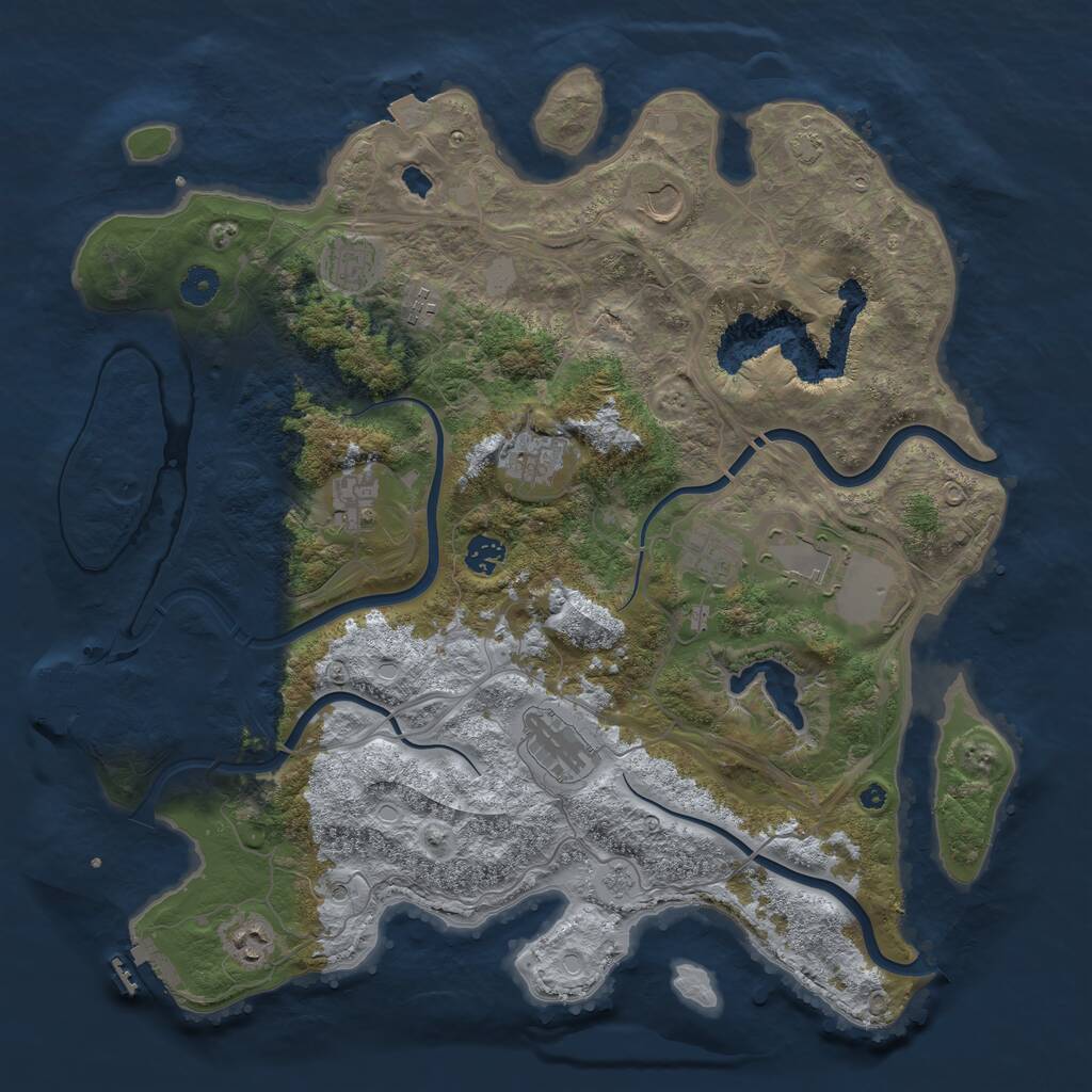 Rust Map: Procedural Map, Size: 4250, Seed: 9601, 16 Monuments