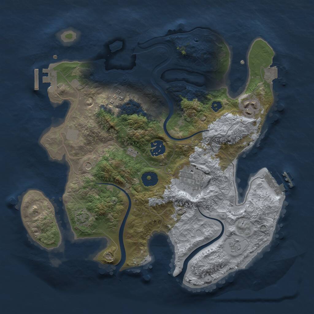 Rust Map: Procedural Map, Size: 3000, Seed: 23140, 10 Monuments