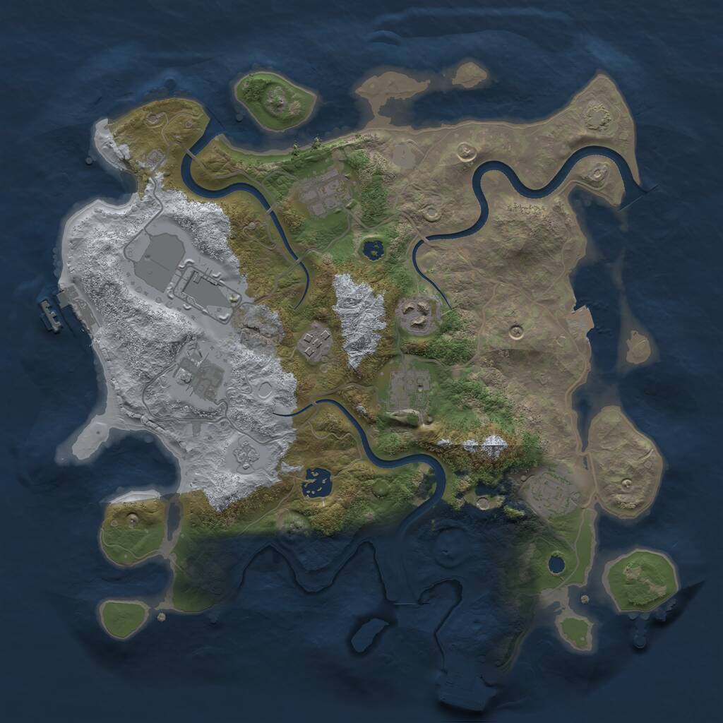 Rust Map: Procedural Map, Size: 3500, Seed: 190967296, 14 Monuments