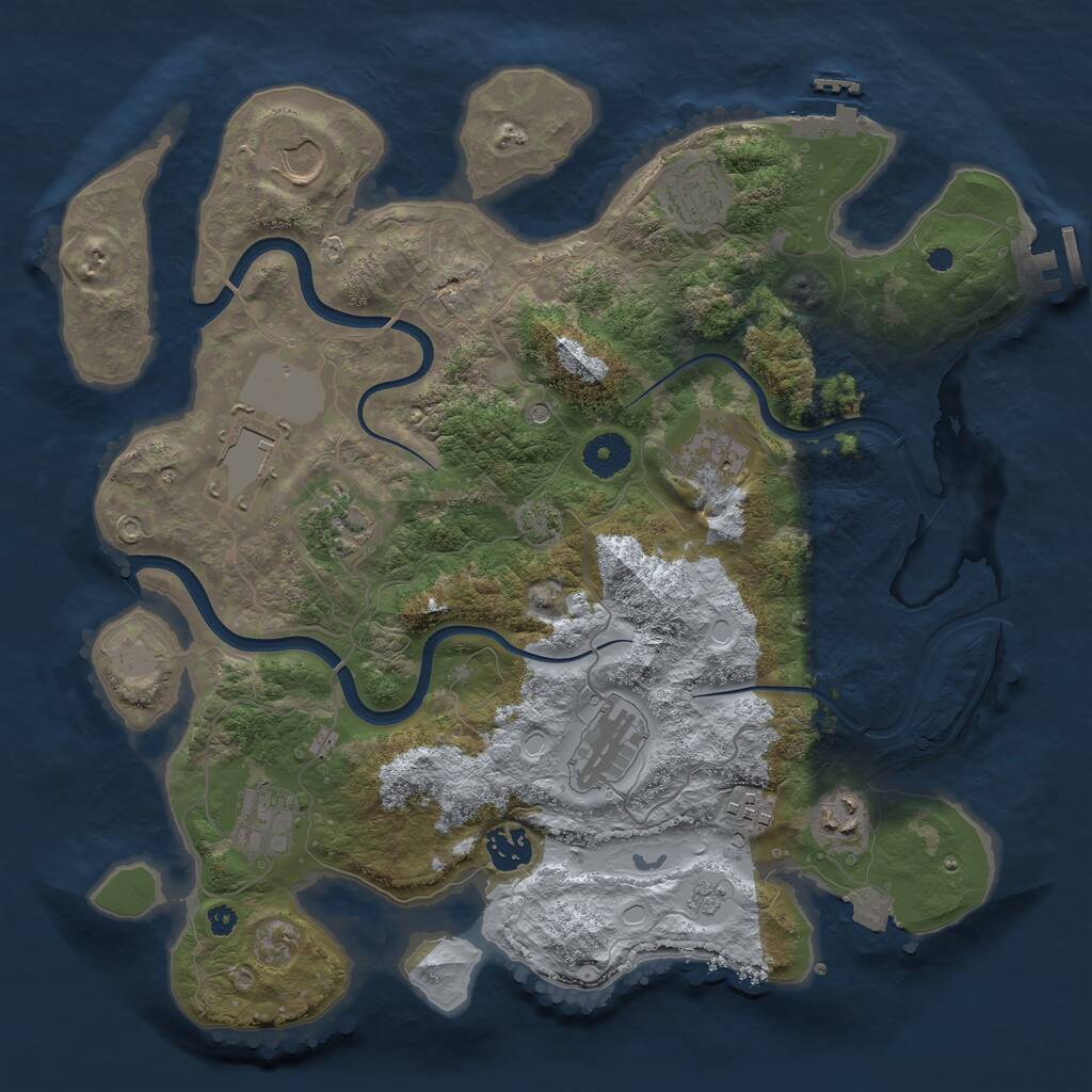 Rust Map: Procedural Map, Size: 3650, Seed: 1573, 16 Monuments