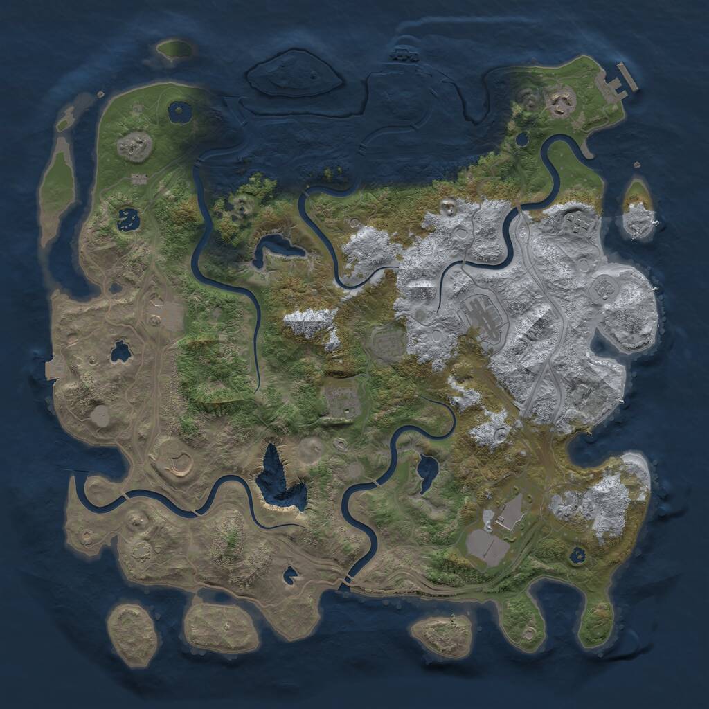 Rust Map: Procedural Map, Size: 4500, Seed: 962463674, 16 Monuments