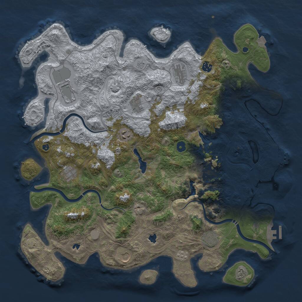 Rust Map: Procedural Map, Size: 4500, Seed: 18059, 16 Monuments