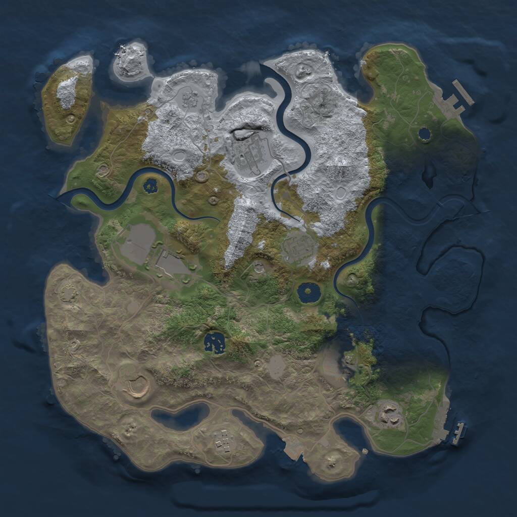 Rust Map: Procedural Map, Size: 3500, Seed: 407304802, 14 Monuments