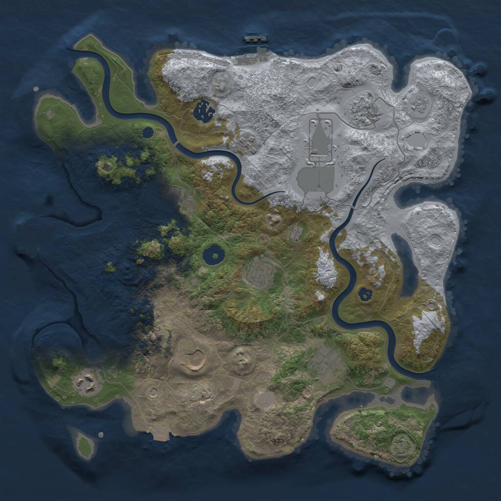 Rust Map: Procedural Map, Size: 3600, Seed: 1011047688, 15 Monuments