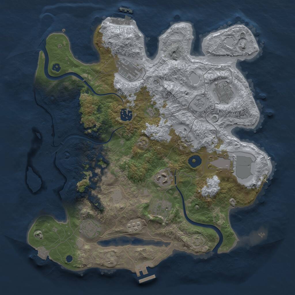 Rust Map: Procedural Map, Size: 3500, Seed: 1163668088, 16 Monuments