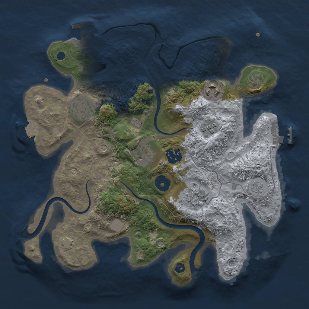 Rust Map: Procedural Map, Size: 3000, Seed: 15908, 12 Monuments