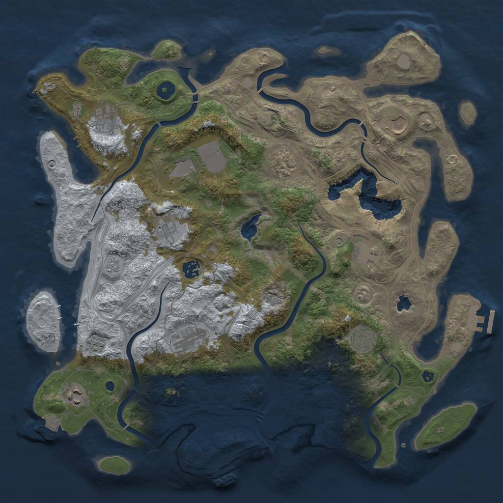 Rust Map: Procedural Map, Size: 4250, Seed: 1847293, 17 Monuments