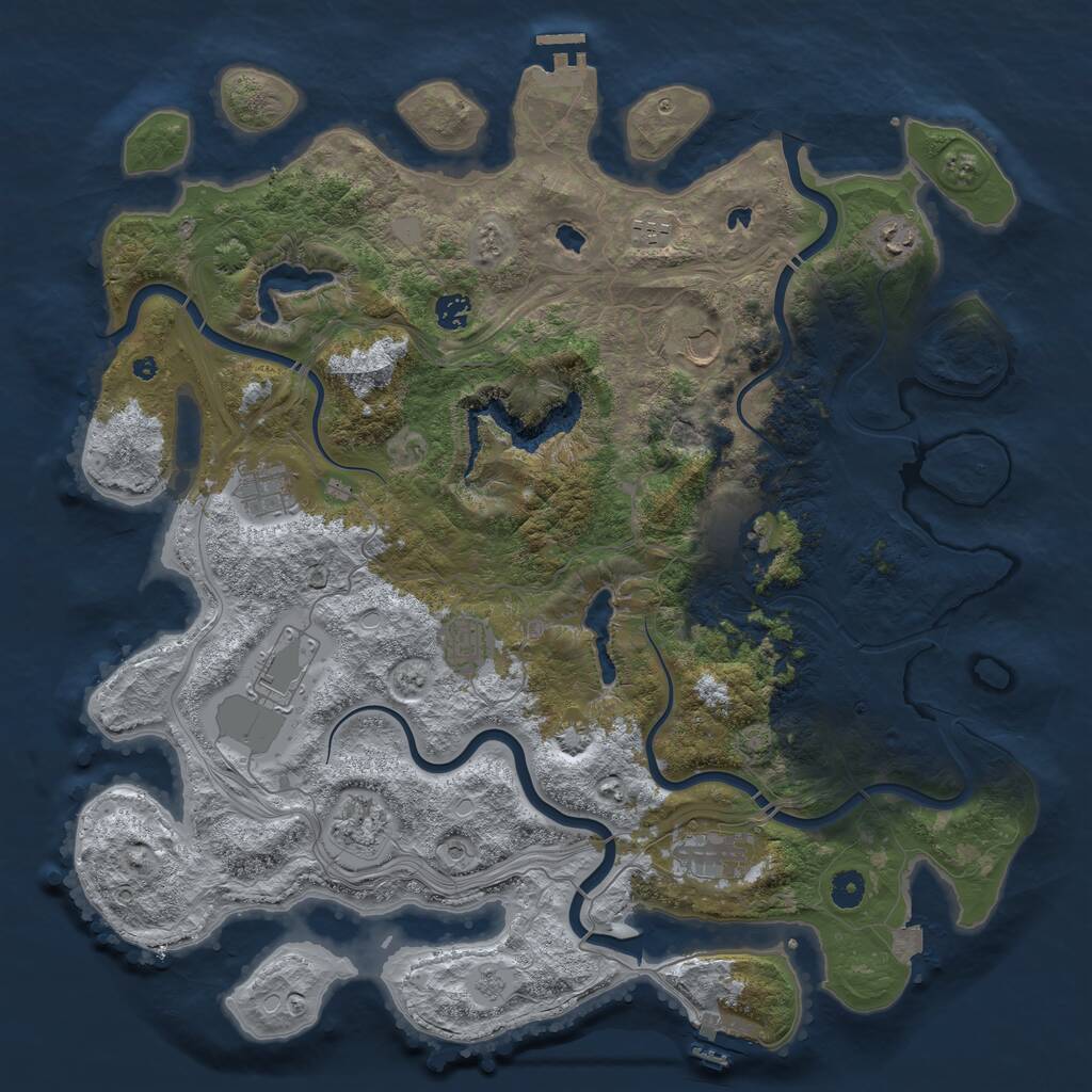 Rust Map: Procedural Map, Size: 4500, Seed: 876821800, 16 Monuments