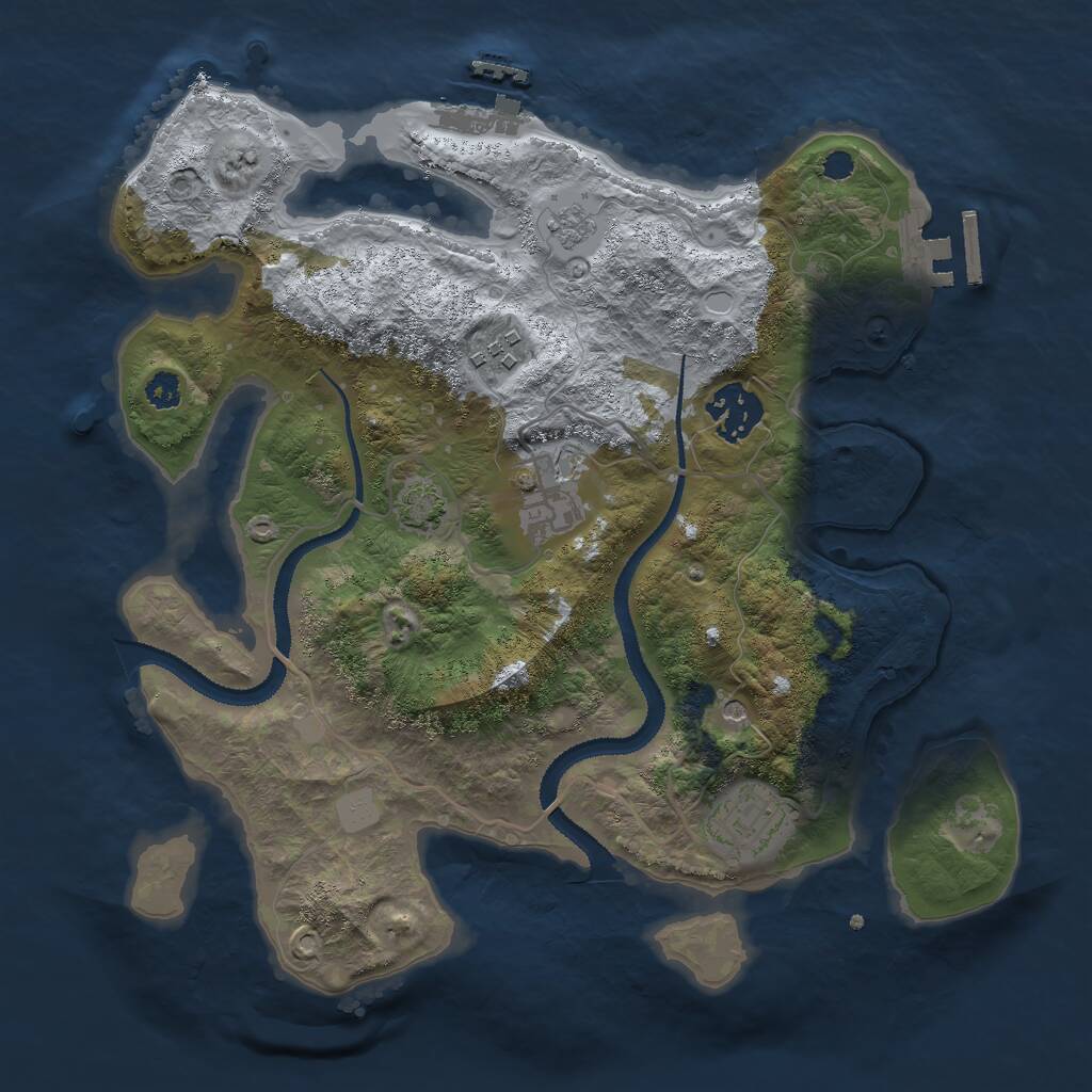 Rust Map: Procedural Map, Size: 3000, Seed: 3094621, 10 Monuments