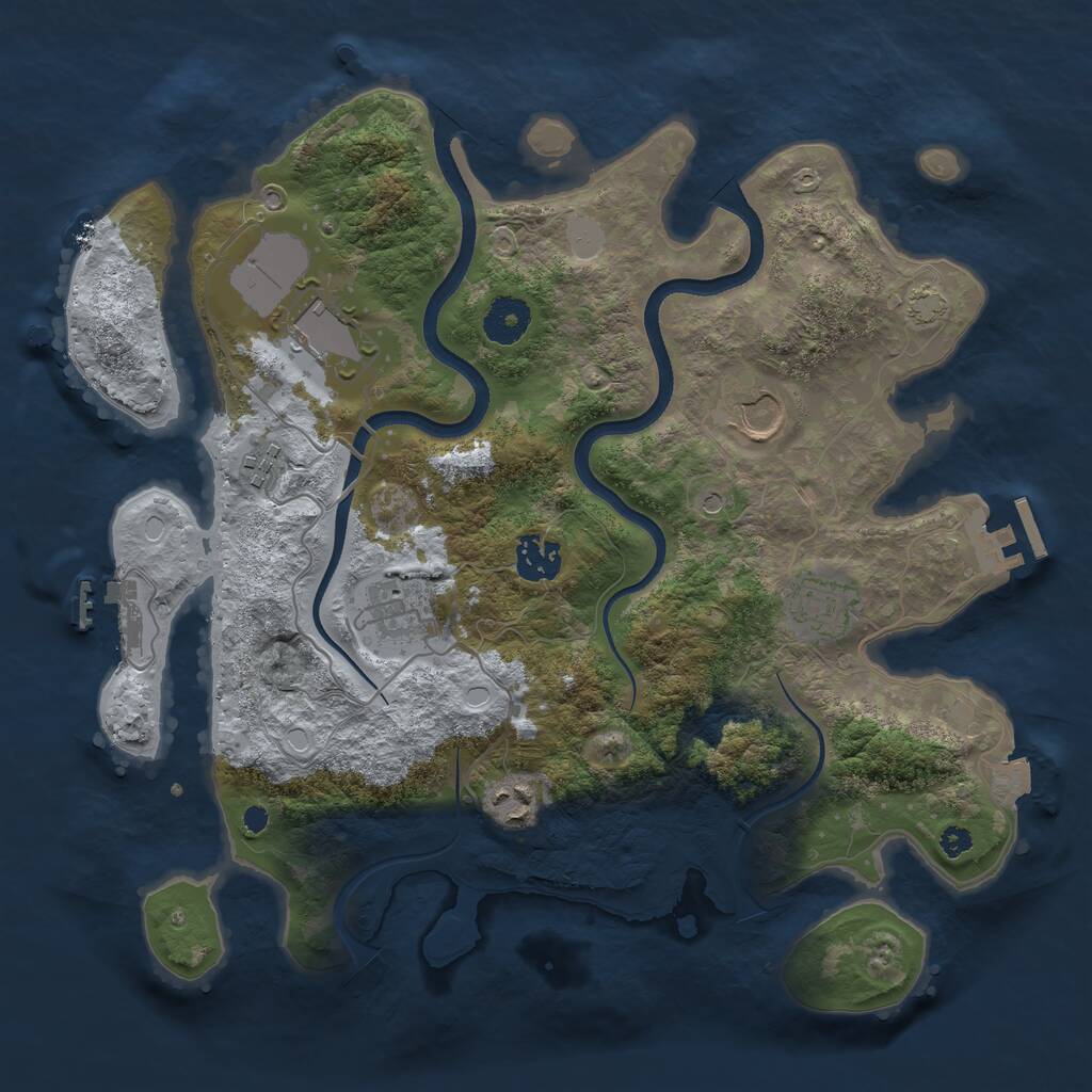 Rust Map: Procedural Map, Size: 3500, Seed: 981967314, 12 Monuments