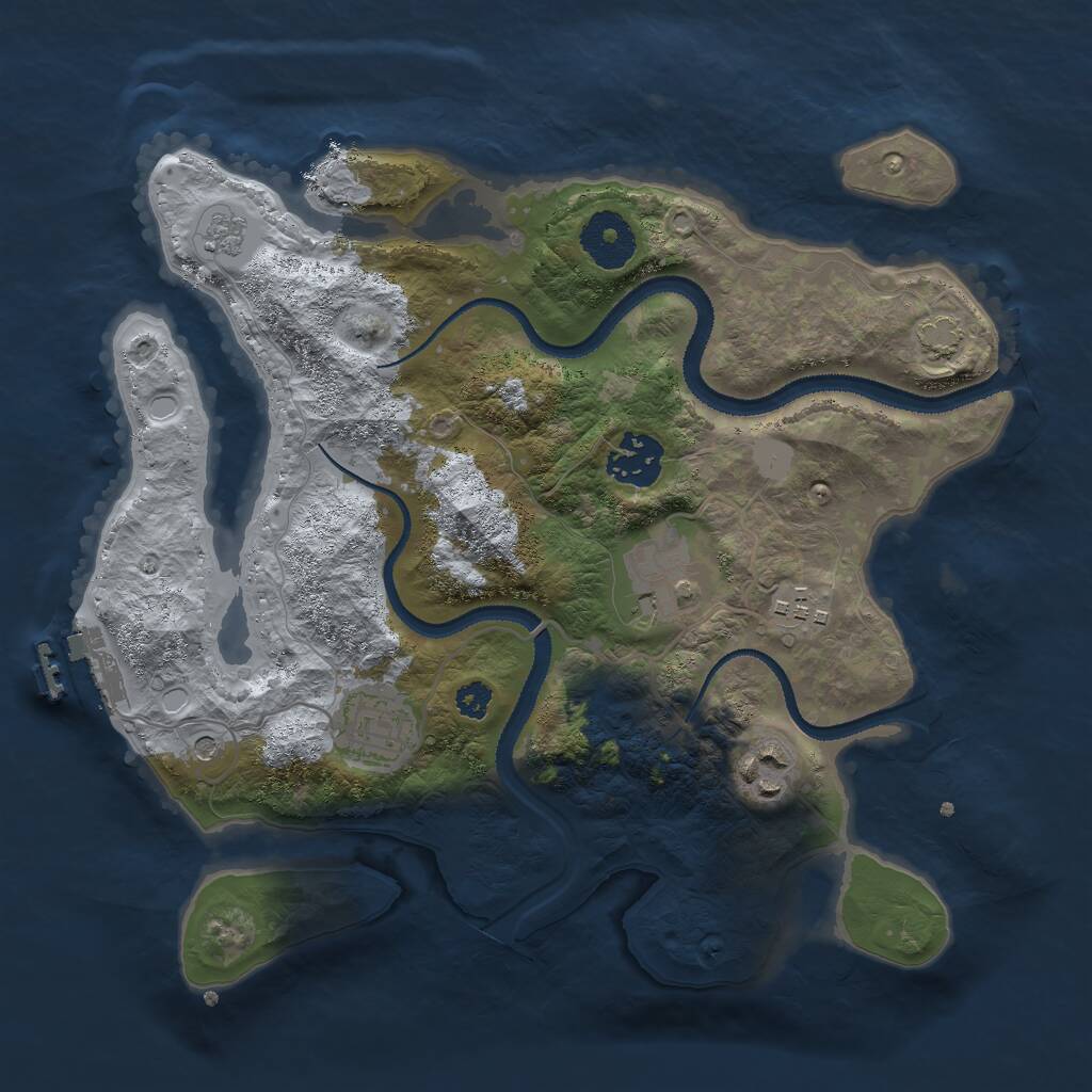 Rust Map: Procedural Map, Size: 3000, Seed: 2023515313, 10 Monuments