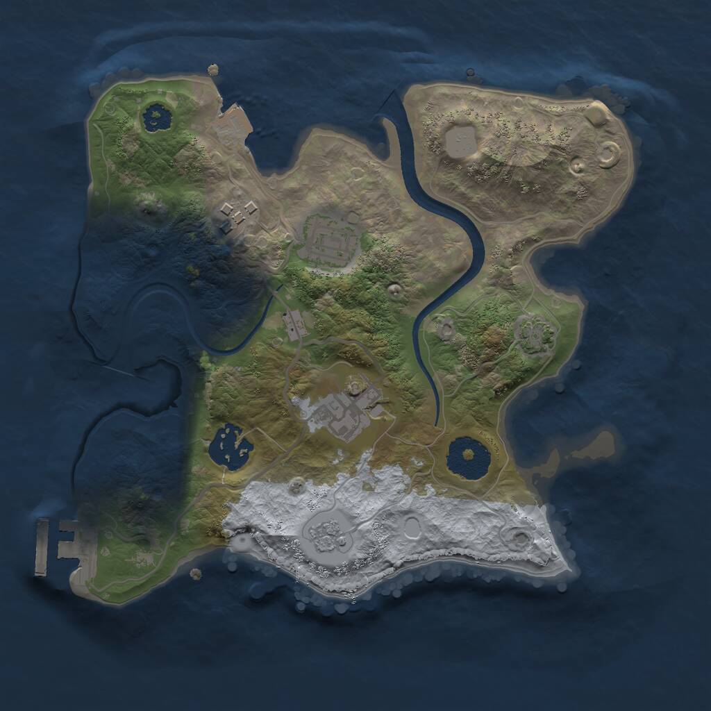 Rust Map: Procedural Map, Size: 2500, Seed: 1377239980, 8 Monuments
